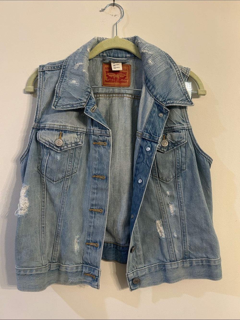 Levi's Light Blue Distressed Denim Vest